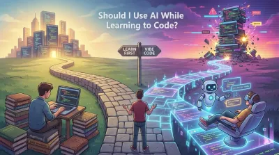 Developer standing at cross roads